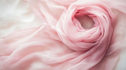 Delicate pink chiffon fabric draped in soft whorls