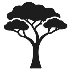 Elegant silhouette design of an acacia tree black vector illustration with transparency