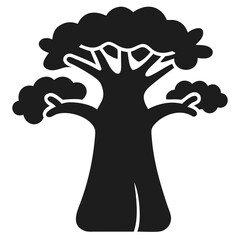 Obraz premium Silhouette design of a majestic baobab tree with detailed branches and foliage