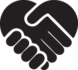 Heart Handshake Icon  Love and Unity Symbol in Minimal Silhouette Style