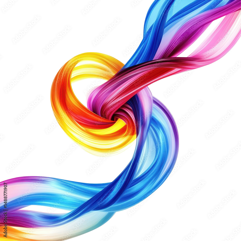 Poster Colorful abstract design featuring intertwined strands on a Transparent background, colorful abstract design with a knot, PNG background