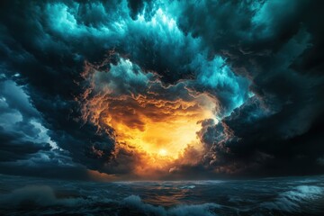 Obraz premium Dramatic storm clouds over ocean nature photography atmospheric landscape dynamic view emotive concept