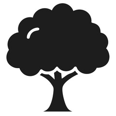 Black oak tree silhouette design with transparency for nature and ecology concepts