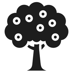 Obraz premium Black silhouette apple tree design with transparent elements for various creative applications