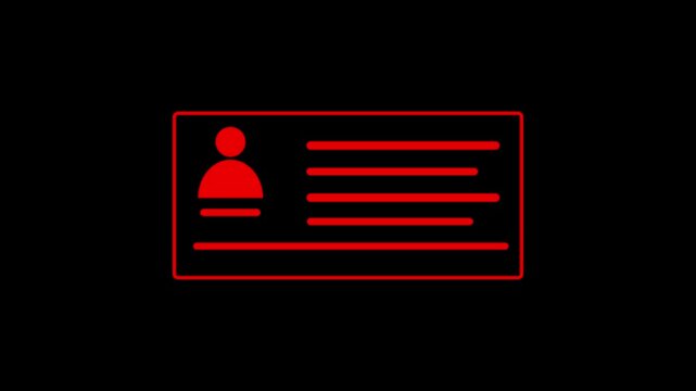 
 License Icon Animation 4K video and black background .  COLAR RED AND WHITE 