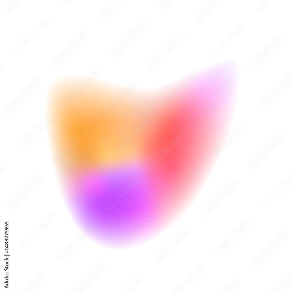 Poster Neon glowing rings with gradient overflow on white background PNG. Abstract pastel neon holographic blurred grainy circle gradient on white background texture. 
