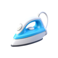 blue and white clothes iron 3D Icon &ndash; Glossy Minimal Emoji Style, Isolated PNG object