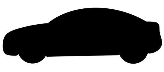 Car Icon - Black Sedan Silhouette 