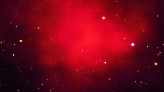 Red nebula in space. Vertical .