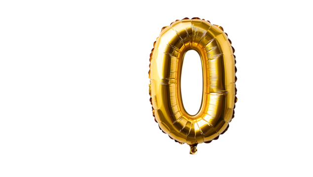 Gold number zero balloon black background celebration