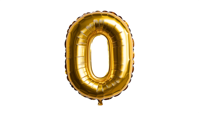 Gold number zero balloon black background