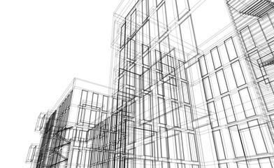 Abstract architectural building 3d rendering