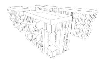 Abstract architectural building 3d rendering