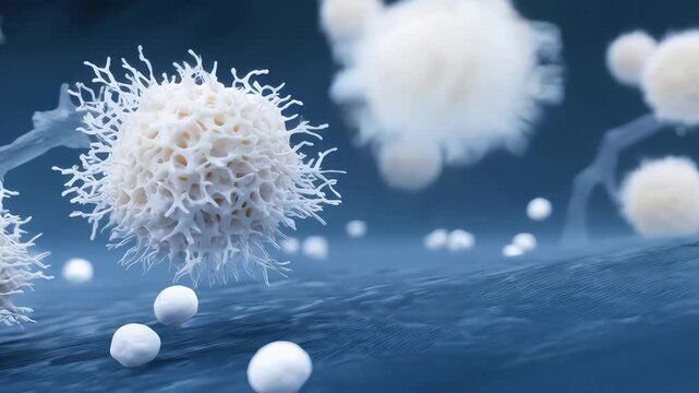 Microscopic View of Aspergillus Fungus Spores - 3D Render