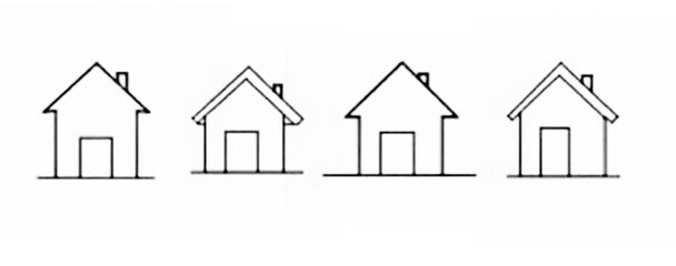 Collection home icons. House symbol. Set of real estate objects and houses black icons isolated on white background. Vector illustration