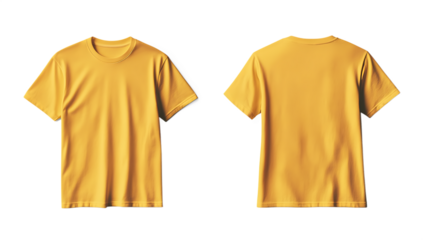 Mustard yellow tshirt front and back view mockup