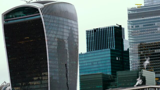 City Of London Urban Skyline, Bishopsgate Modern Architecture, Square Mile Financial Business District Skyscrapers, East London, England, United Kingdom
