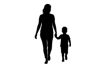 Silhouette of an Adult and Child Walking Hand in Hand – Bond, Care, and Connection