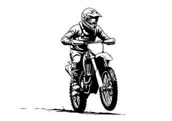 High-Speed Motocross Illustration – Dynamic Monochrome Art of Extreme Biking