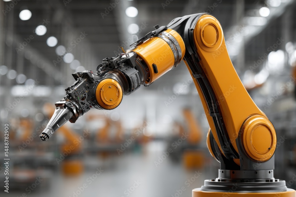 Poster close-up of a robotic arm in an automated factory, showcasing cutting-edge technology and precision 