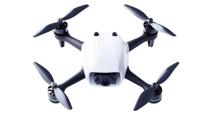 A small drone, flying in the air, small drone, floating in the air, small drone, a small drone floating in the air, a moment of a small drone flying in the sky, on a transparent backgrounds