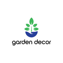 garden plants d&eacute;cor logo design vector