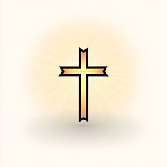 Naklejka premium cross symbol inside sunbeam outline