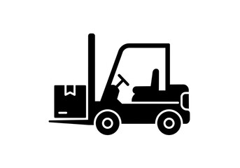 Naklejka premium Forklift Icon with Box – Industrial Logistics and Warehouse Equipment