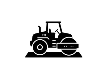 Naklejka premium Silhouette of a Heavy-Duty Road Roller for Construction and Infrastructure Development