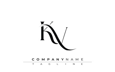 Initial KV Logo Design Vector. Elegant Monogram Logo Design with Decorative Elements and Typography