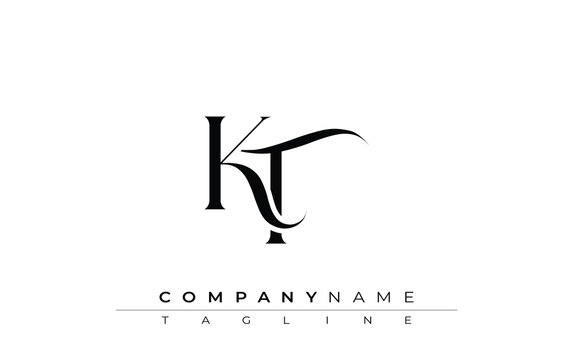 Initial KT Logo Design Vector. Elegant Monogram Logo Design with Decorative Elements and Typography