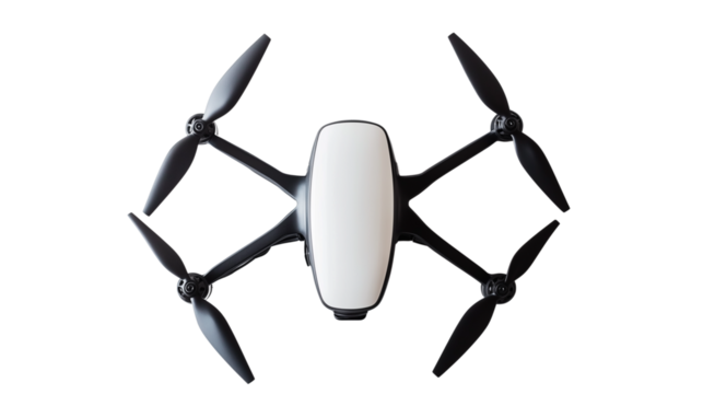A small drone, flying in the air, small drone, floating in the air, small drone, a small drone floating in the air, a moment of a small drone flying in the sky, on a transparent backgrounds