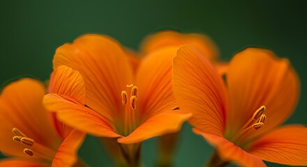 Close-up of vibrant orange flowers against a green background  