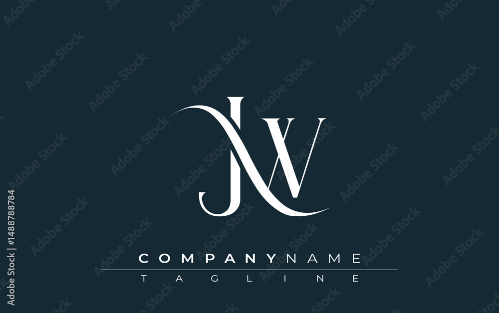 Fototapete initial jw logo design vector. elegant monogram logo design with decorative elements and typography