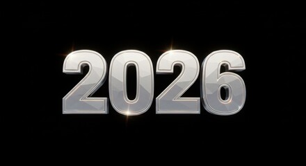 Silver 2026 new year date on background for calendars and posters use cases