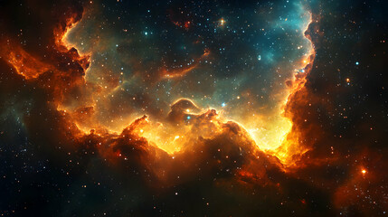 Fototapeta premium Stunning Cosmic Nebula with Bright Colors and Starry Background
