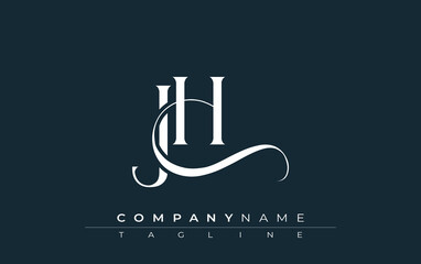 Initial JH Logo Design Vector. Elegant Monogram Logo Design with Decorative Elements and Typography
