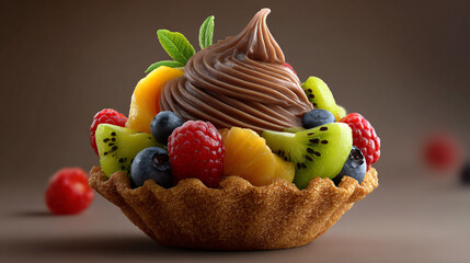 fruit-topped mousse cup
