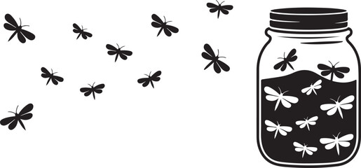 Mason Jar Filled with Dragonflies and More Flying Away