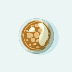 Pancakes with sour cream. Vector illustration of tasty dish