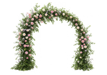 Floral wedding arch decoration isolated on transparent background