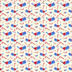 vector children's Christmas pattern with a whale on a white background. New Year's Theme