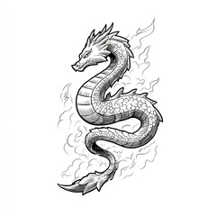 Fototapeta premium mythical dragon breathing fire 
