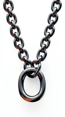 Obraz premium Close-up view of a modern black chain necklace with a circular pendant showcasing unique design elements