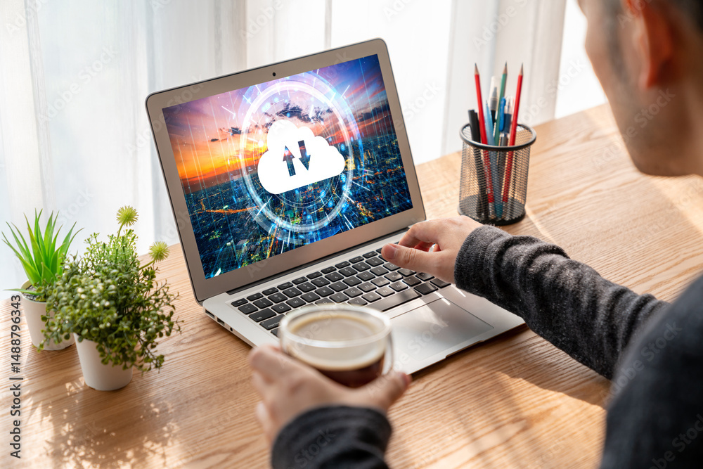 Poster cloud computing software for modish remote work and personal data storage