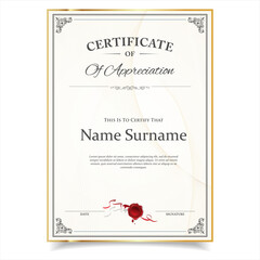 Fototapeta na wymiar Retro Certificate Template Vector Design Layout for Print, Elegant Blank Certificate for Diploma, Graduation stock illustration 
