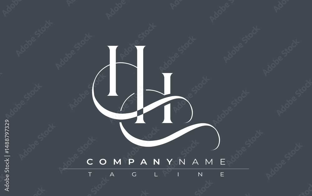 Fototapete Initial HH Logo Design Vector. Elegant Monogram Logo Design with Decorative Elements and Typography