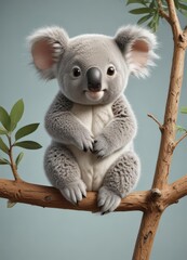 Cuddly koala infant on branch, repeating vector design , peaceful, sleep, background