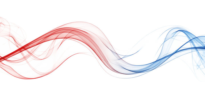 Abstract red and blue swirling smoke isolated on a white background