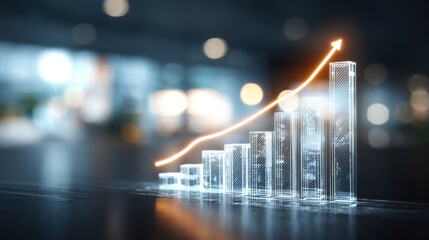 Transparent bar graph showing upward trend.